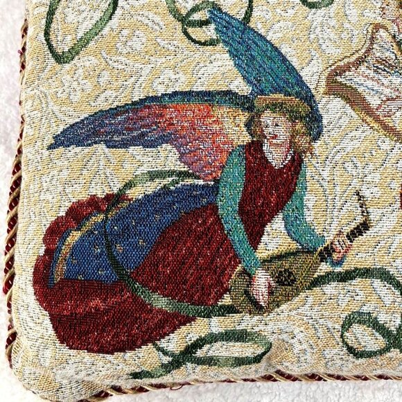 Decorative Tapestry 16" Throw Pillow With Angels‎ & Harps Design - Picture 4 of 9